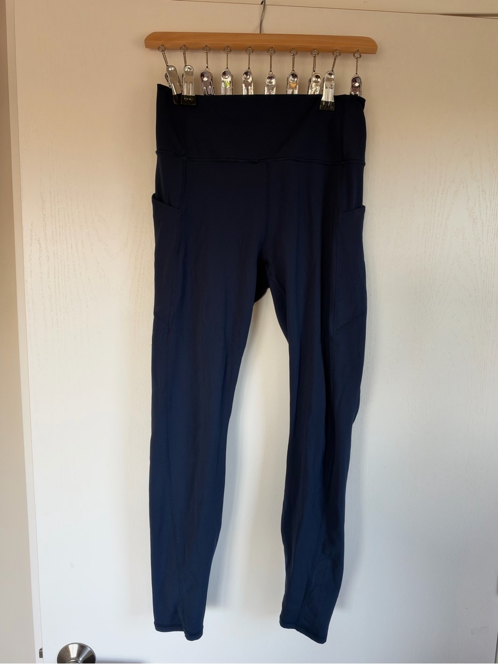 Fabletics Navy High-Waist Leggings with Side Pockets